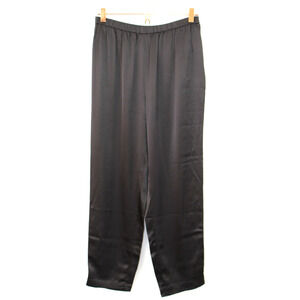 Vintage ISSA Y2K Black Silk Pants Women's 12 / 42 Elastic Waist Lounge Pockets